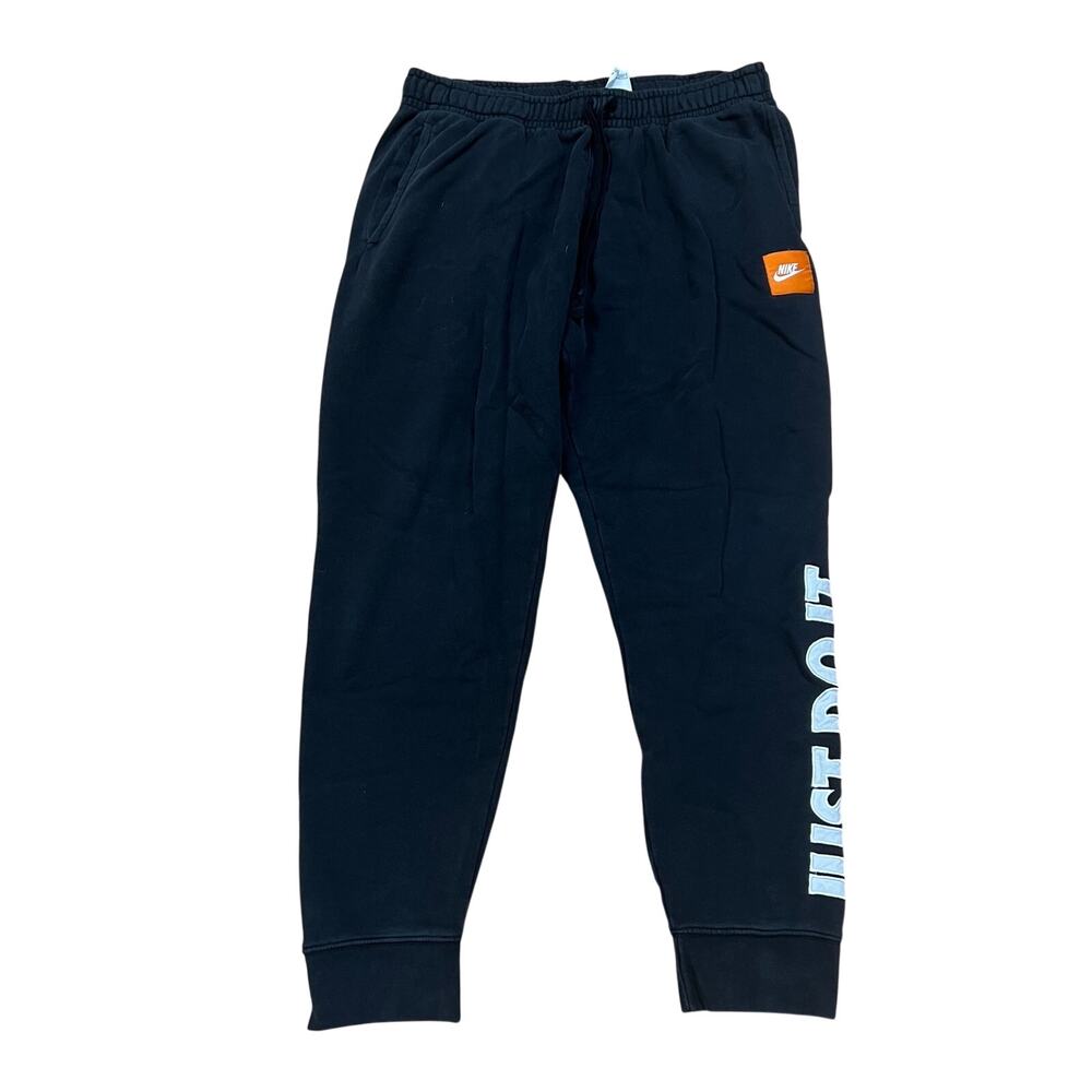 Nike Just Do It Spellout Embroidered Varsity Jogger Pants Fleece Faded Black L